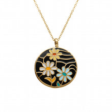 Charger l&#39;image dans la galerie, COLLIER Femme ACIER DORE STELLA MIA RESINE NOIRE FLEUR
