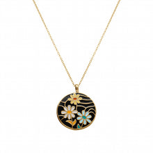 Charger l&#39;image dans la galerie, COLLIER Femme ACIER DORE STELLA MIA RESINE NOIRE FLEUR
