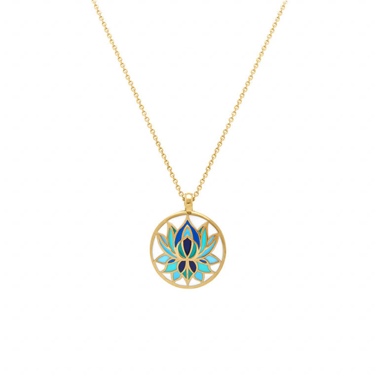 COLLIER Femme ACIER DORÉ STELLA MIA PENDENTIF  FLEUR DE LOTUS