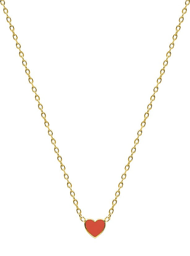 COLLIER Enfant Cœur orange corail PLAQUE OR