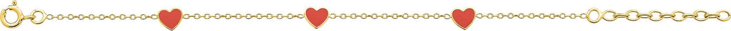 BRACELET Enfant cœurs orange corail PLAQUE OR