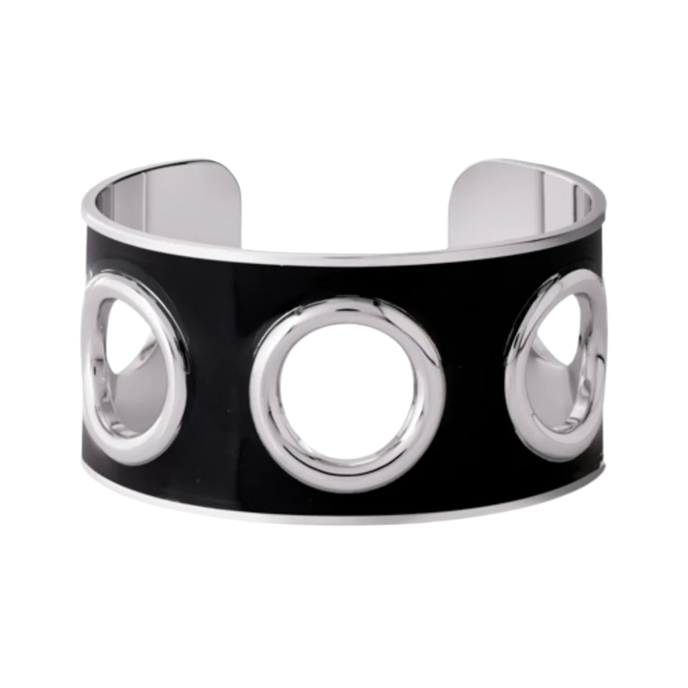 BRACELET Dame Manchette EYELET - Argent et Noir BANGLE-UP BUP20-EYE-MAI98