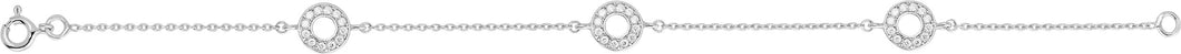 BRACELET ARGENT 925/1000° RHODIE 3 cercles OXYDES DE ZIRCONIUM