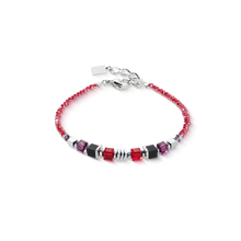 Charger l&#39;image dans la galerie, BRACELET Femme ACIER COEUR DE LION  Wave Cube Flow argent-rouge 3044300317
