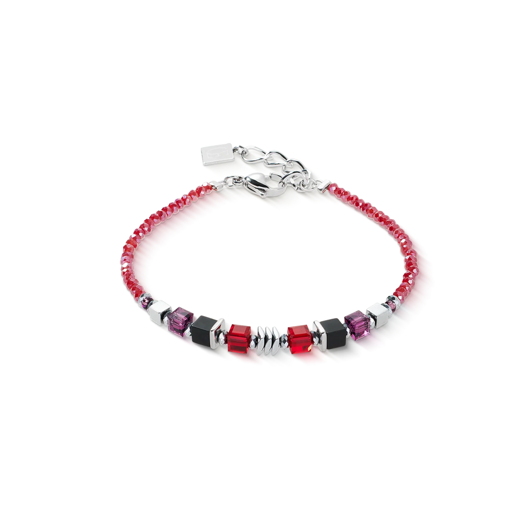BRACELET Femme ACIER COEUR DE LION  Wave Cube Flow argent-rouge 3044300317