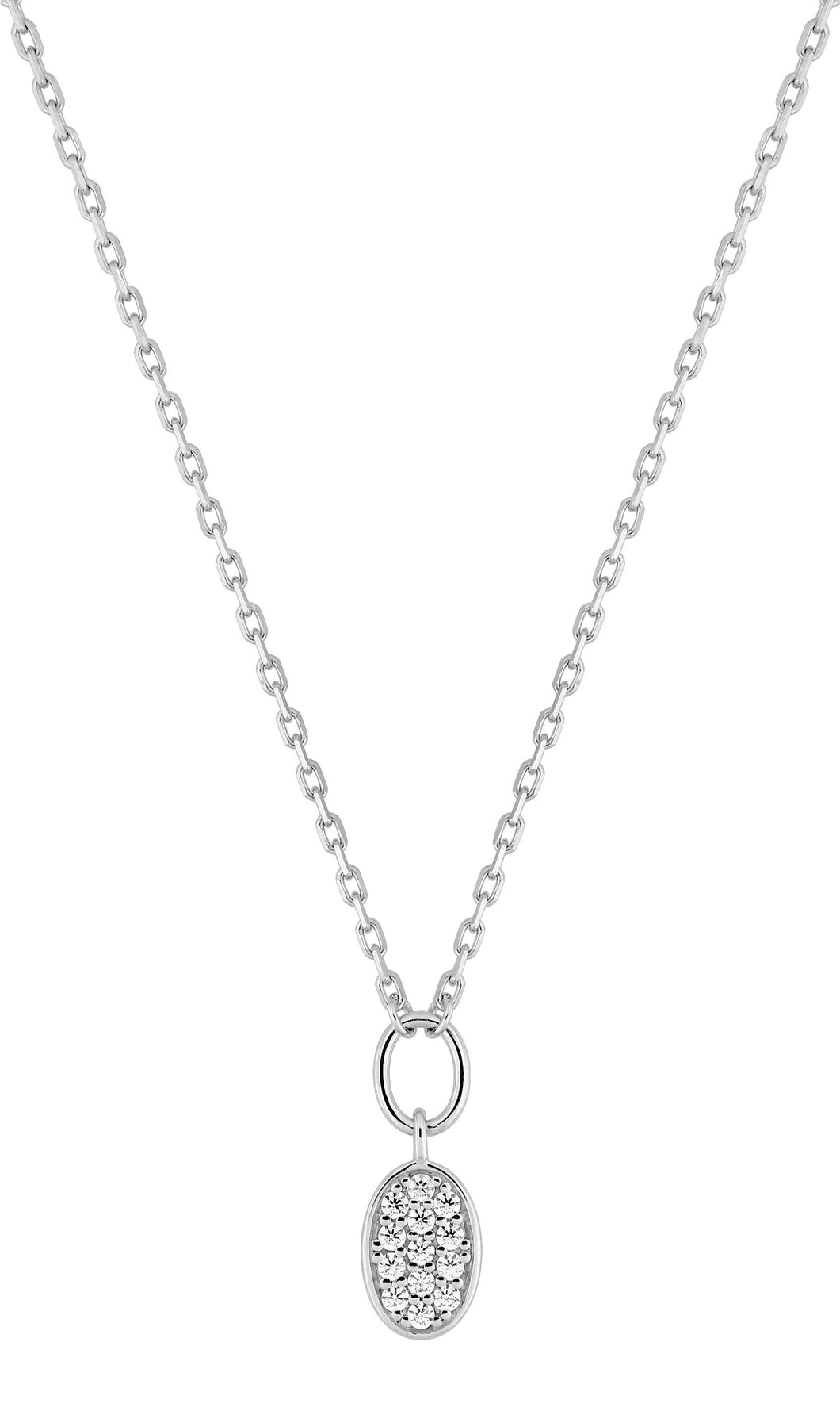 COLLIER Dame plaque ovale avec oxydes ARGENT