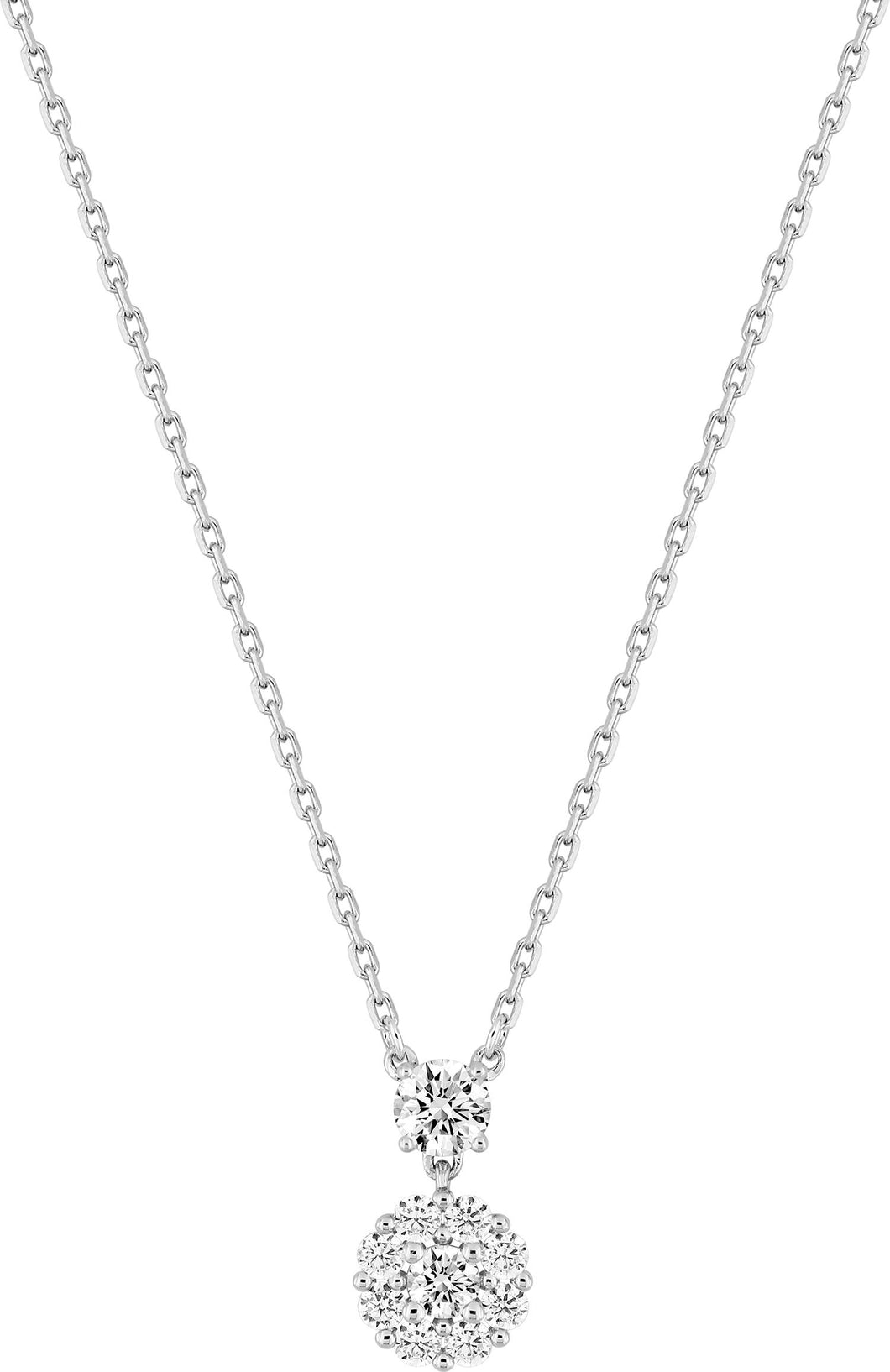 COLLIER Dame ARGENT 925/1000° 1 OXYDE 4 GRIFFES  + PAMPILLE PAVE OXYDE