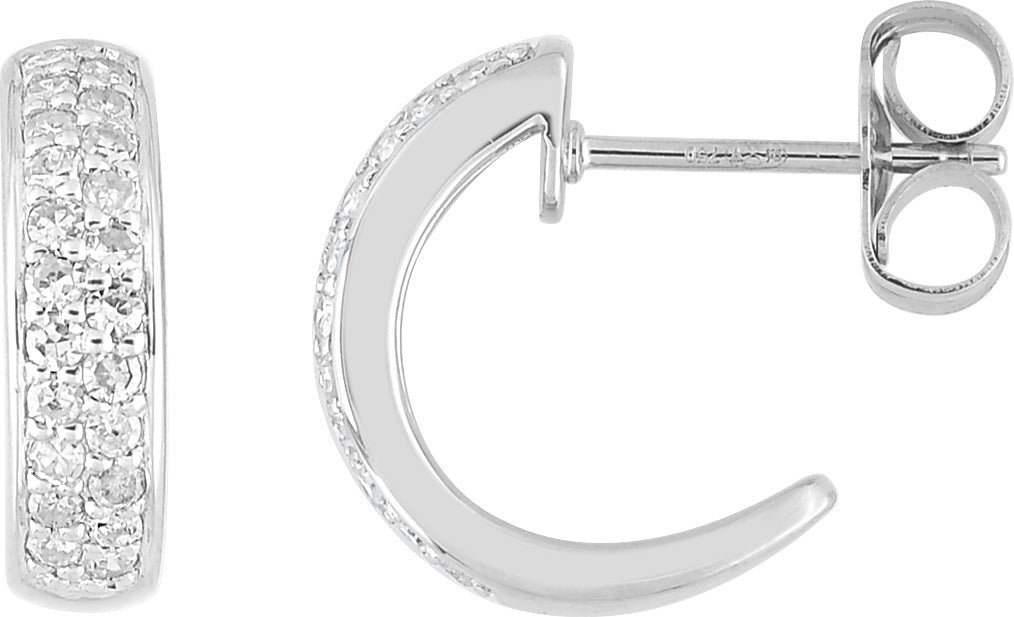 BOUCLES D'OREILLES Dame demi-créoles empierrées ARGENT