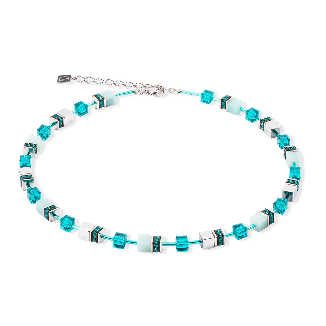 COLLIER Dame GeoCUBE® Iconic Precious argent-vert COEUR DE LION 4010/10-0548