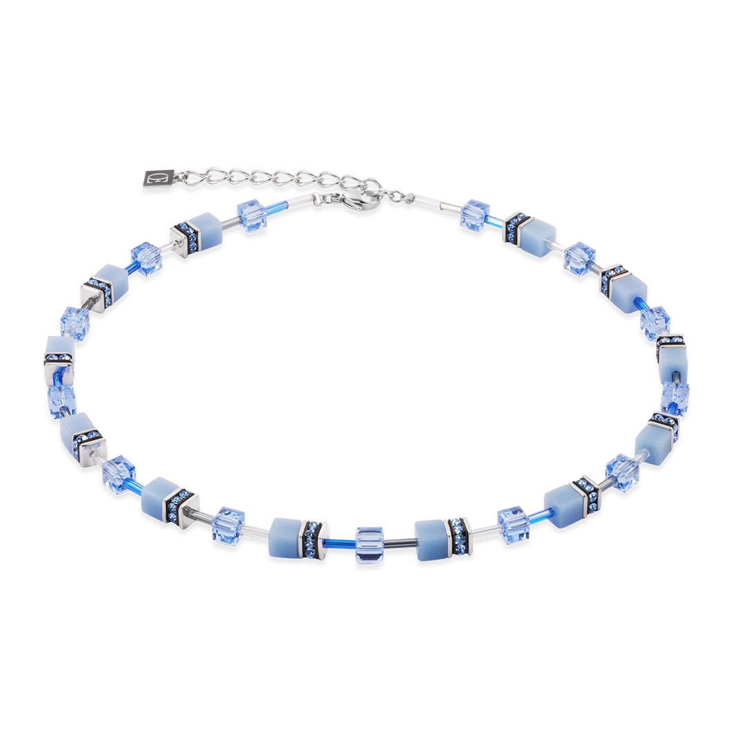 COLLIER Dame GeoCUBE Iconic Mono Argent bleu 4020/10-0717