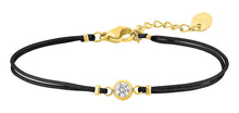 Charger l&#39;image dans la galerie, BRACELET Dame cordon de couleur + strass ACIER DORE
