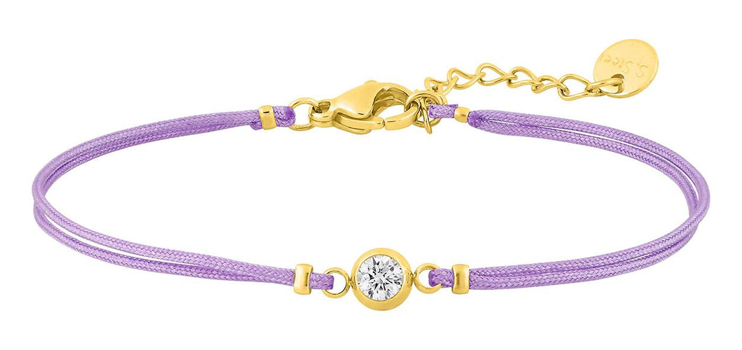 BRACELET Dame cordon de couleur + strass ACIER DORE