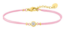 Charger l&#39;image dans la galerie, BRACELET Dame cordon de couleur + strass ACIER DORE
