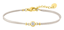 Charger l&#39;image dans la galerie, BRACELET Dame cordon de couleur + strass ACIER DORE
