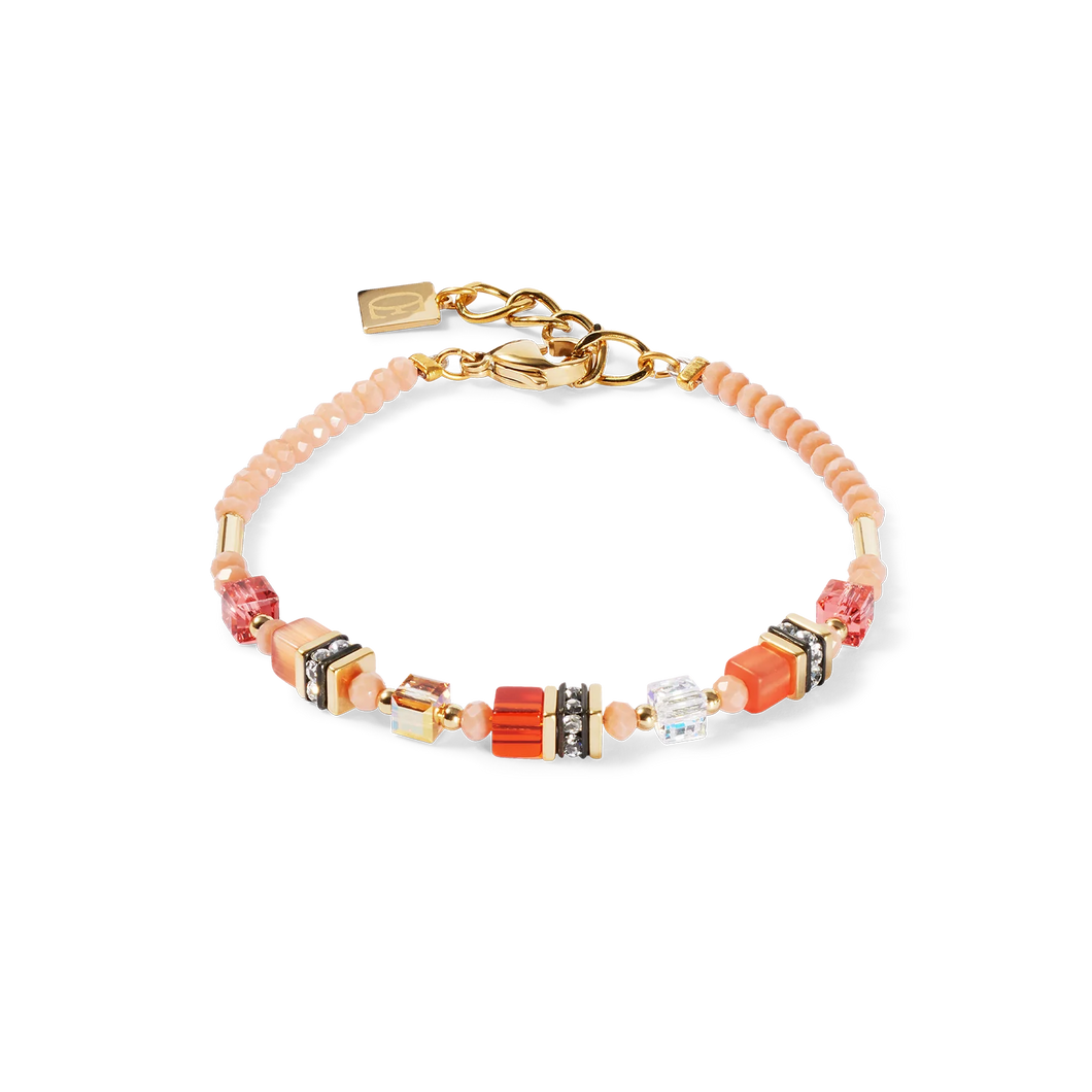 BRACELET Dame acier doré et mini-cubes orangesCOEUR DE LION 4565/30-0200