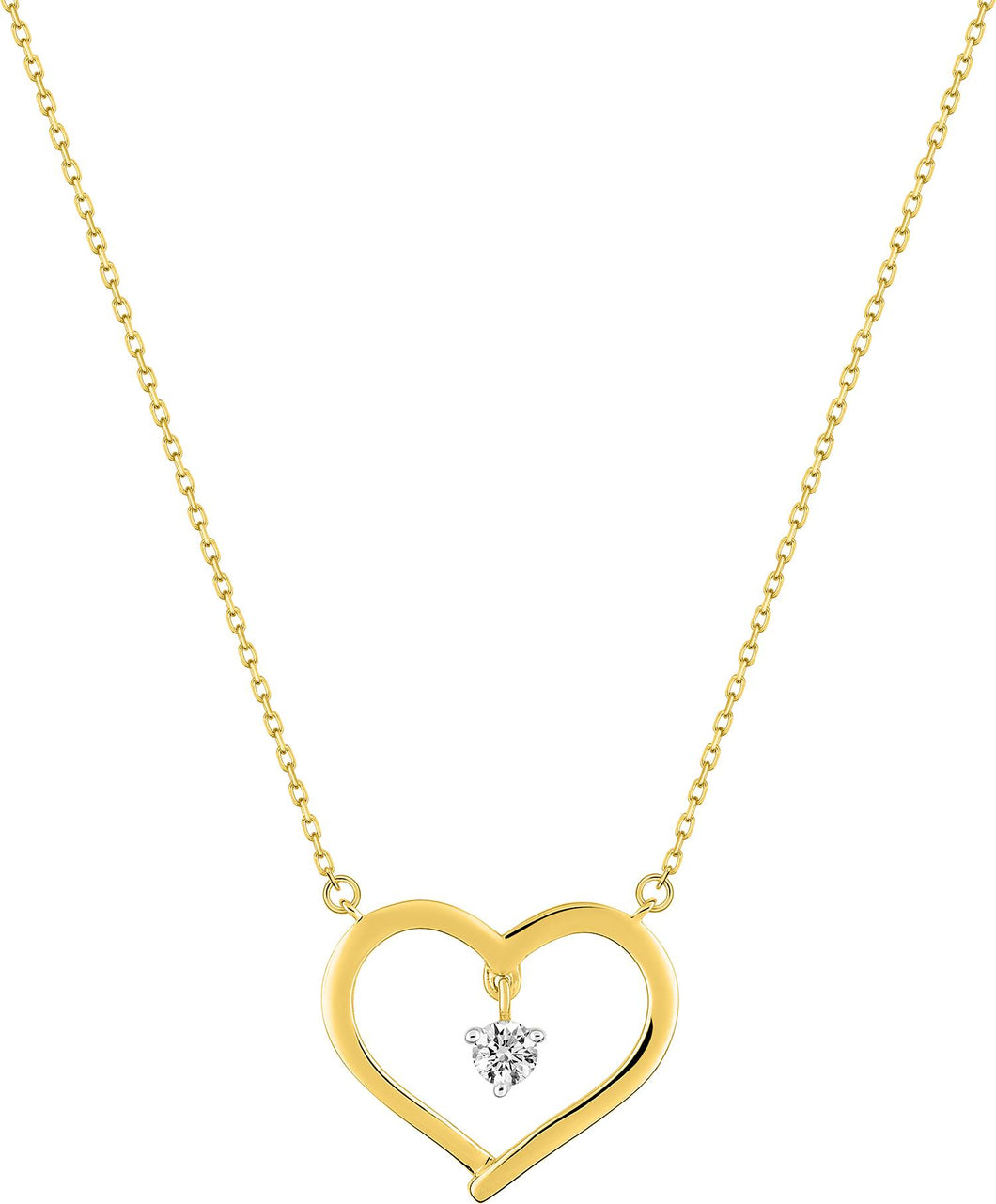 COLLIER Dame OR JAUNE COEUR Oxyde de zirconium