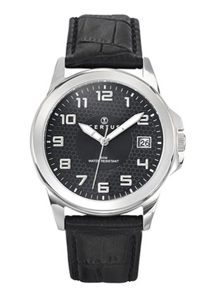 MONTRE Homme cuir noir 610728 CERTUS