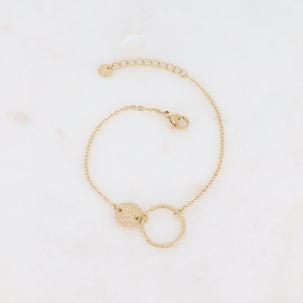 BRACELET Dame pièce ronde et anneau effet martelé  IKITA