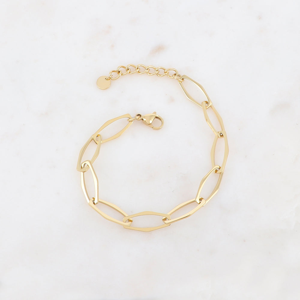 BRACELET Dame à grosses  mailles acier doré