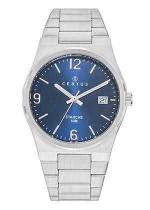 MONTRE Homme bracelet acier fond bleu CERTUS 616522
