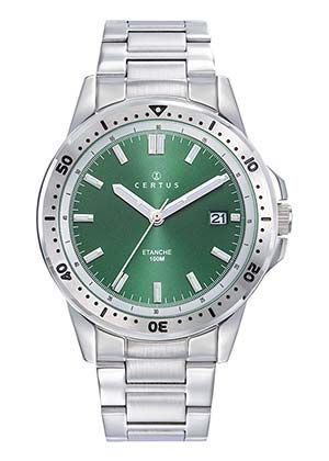 MONTRE Homme bracelet acier fond vert CERTUS 616566