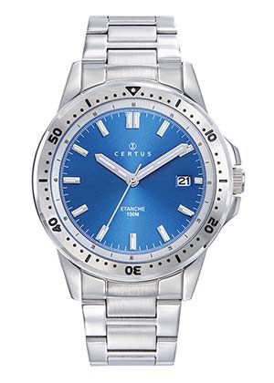 MONTRE Homme bracelet acier fond bleu CERTUS 616567