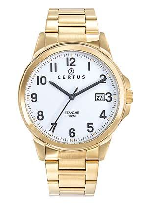 MONTRE Homme acier doré fond blanc CERTUS 617022