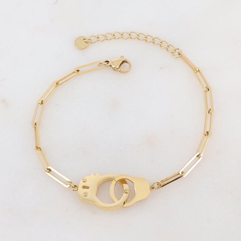 BRACELET Dame Menottes acier doré IKITA