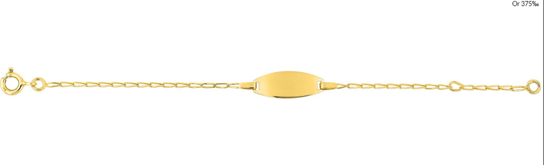 Bracelet identité bébé OR 375/1000 Maille cheval