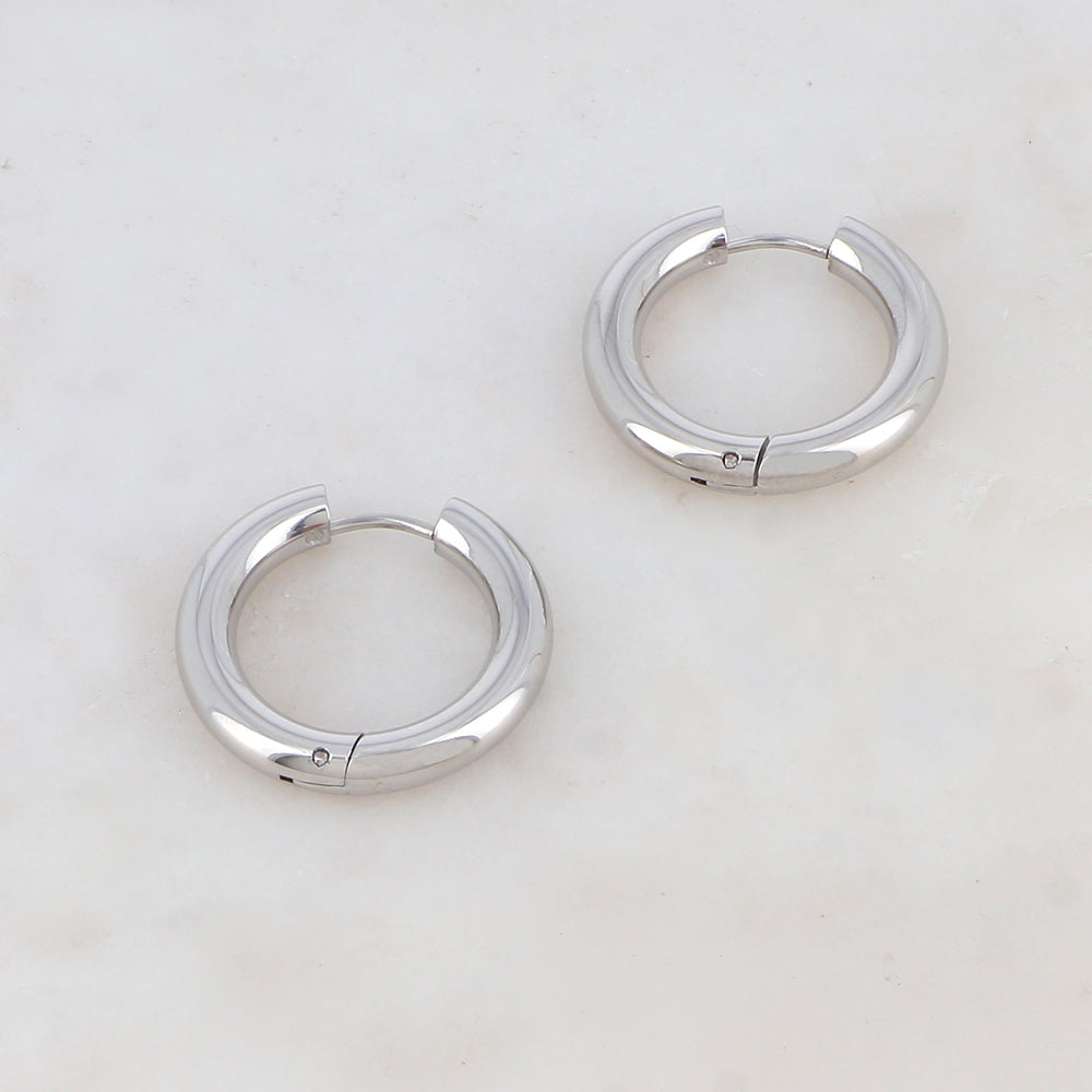 BOUCLESD'OREILLES Dame Créoles Acier doré fermoir charnière IKITA