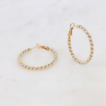 Charger l&#39;image dans la galerie, BOUCLES D&#39;OREILLES Dame Créoles bicolores torsadées ACIER IKITA
