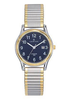 MONTRE Dame bracelet bicolore extensible fond noir CERTUS 642343