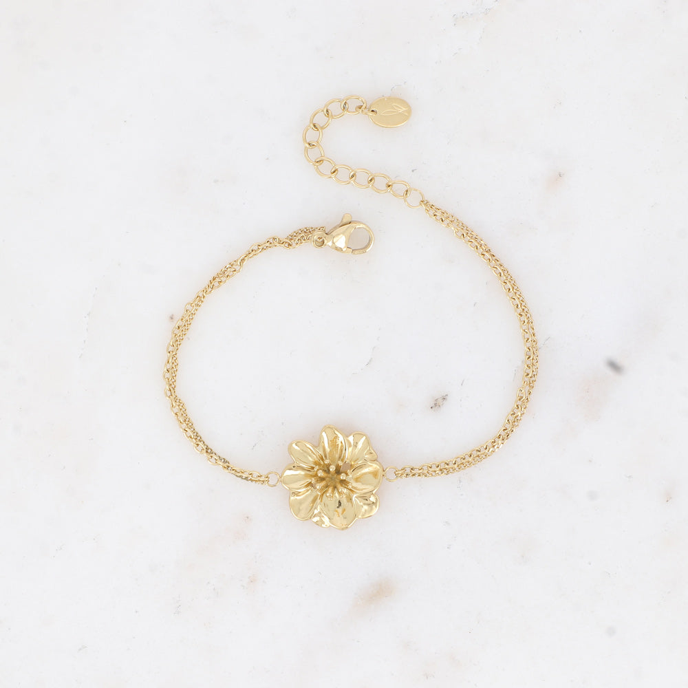 BRACELET Femme ACIER doré inoxydable fleur BOHM