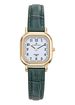 MONTRE Dame bracelet cuir vert fond blanc CERTUS 646604