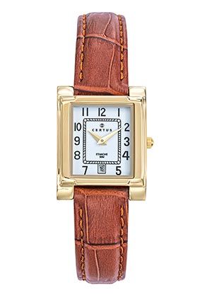 MONTRE CERTUS FEMME Rectangle DORE CUIR marron  646620