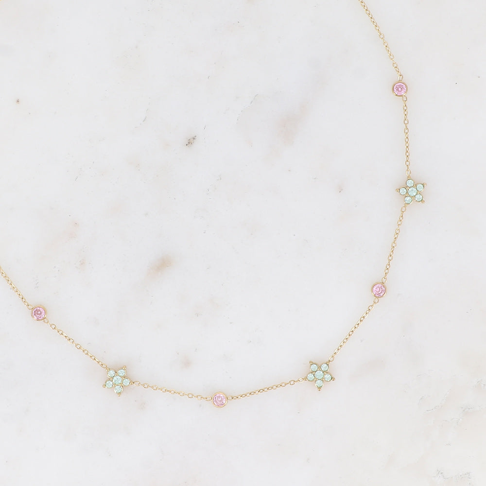 COLLIER Dame acier doré 4 fleurs BOHM
