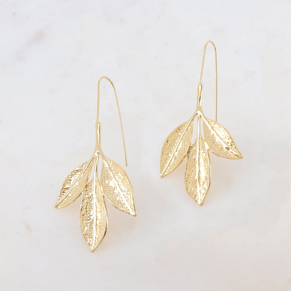 BOUCLES D'OREILLES Dame à crochet 3 feuilles  IKITA