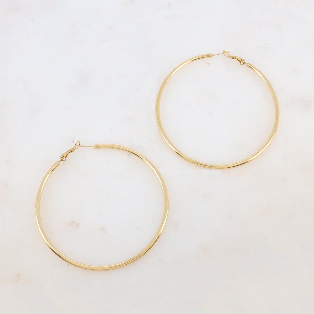 BOUCLES D'OREILLES Dame créoles Acier doré