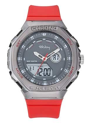 MONTRE Homme digitale et analogique rouge TEKDAY 656215