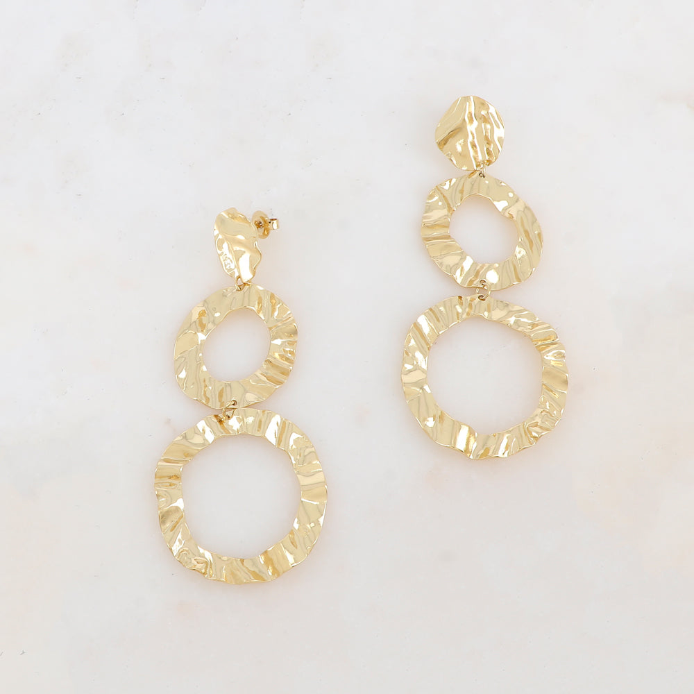 BOUCLES D'OREILLES Dame pendantes ondulées  martelés  IKITA