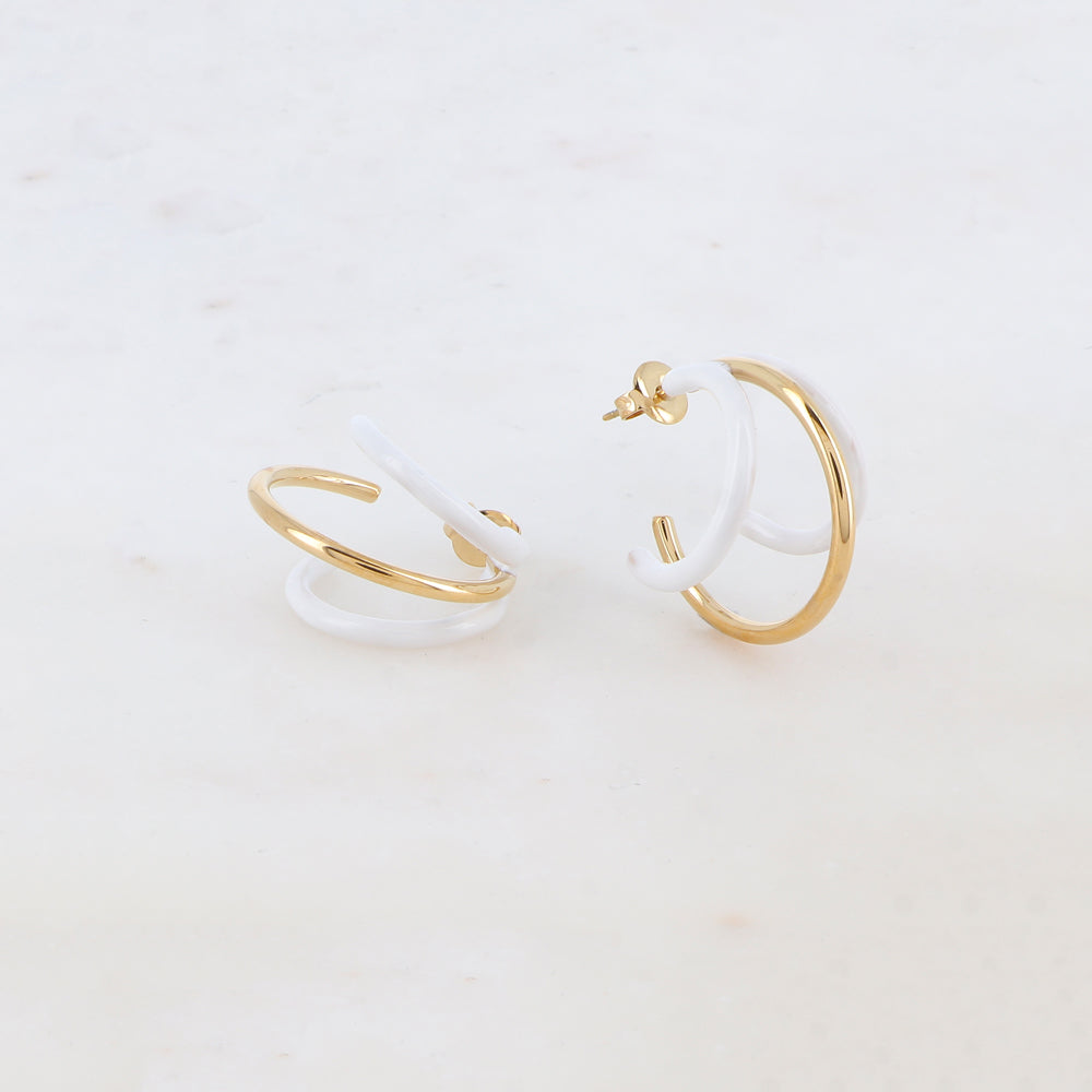 BOUCLES D OREILLES Femme ACIER LAQUE BLANC