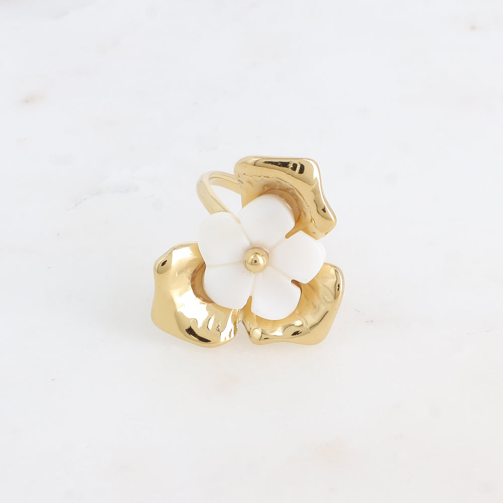 BAGUE Dame réglable fleur nacrée BOHM