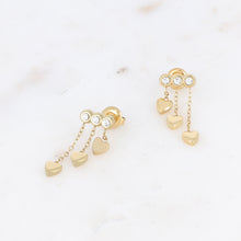 Charger l&#39;image dans la galerie, BOUCLES D&#39;OREILLES Dame 3 chaines cœurs + strass acier
