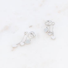 Charger l&#39;image dans la galerie, BOUCLES D&#39;OREILLES Dame 3 chaines cœurs + strass acier
