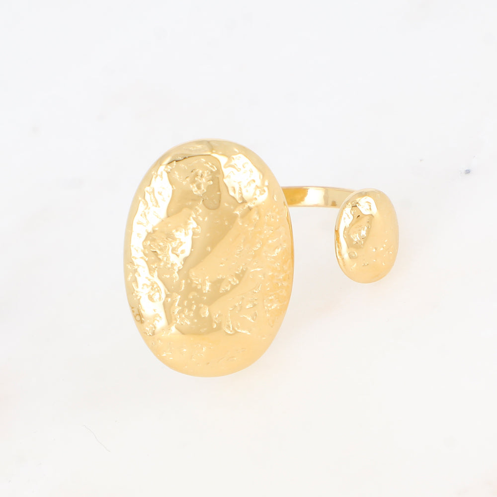 BAGUE AJUSTABLE Dame avec deux pièces martelées ovales IKITA