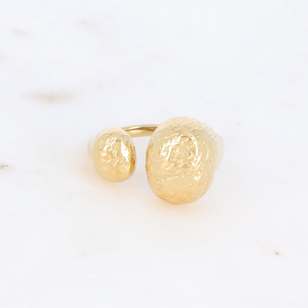 BAGUE AJUSTABLE Dame avec deux pièces martelées IKITA