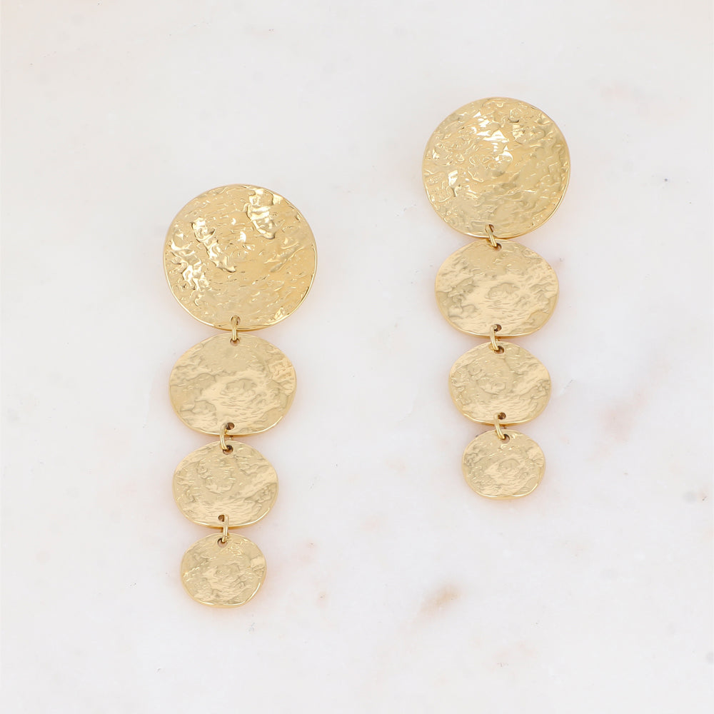 BOUCLES D'OREILLES Dame pendantes 4 ronds martelés