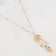 Charger l&#39;image dans la galerie, COLLIER Dame  acier &quot;attrape-rêves&quot;
