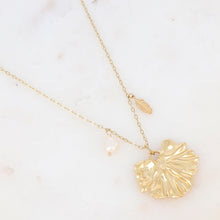 Charger l&#39;image dans la galerie, COLLIER Dame Sautoir  acier inoxydable doré feuille et perle IKITA
