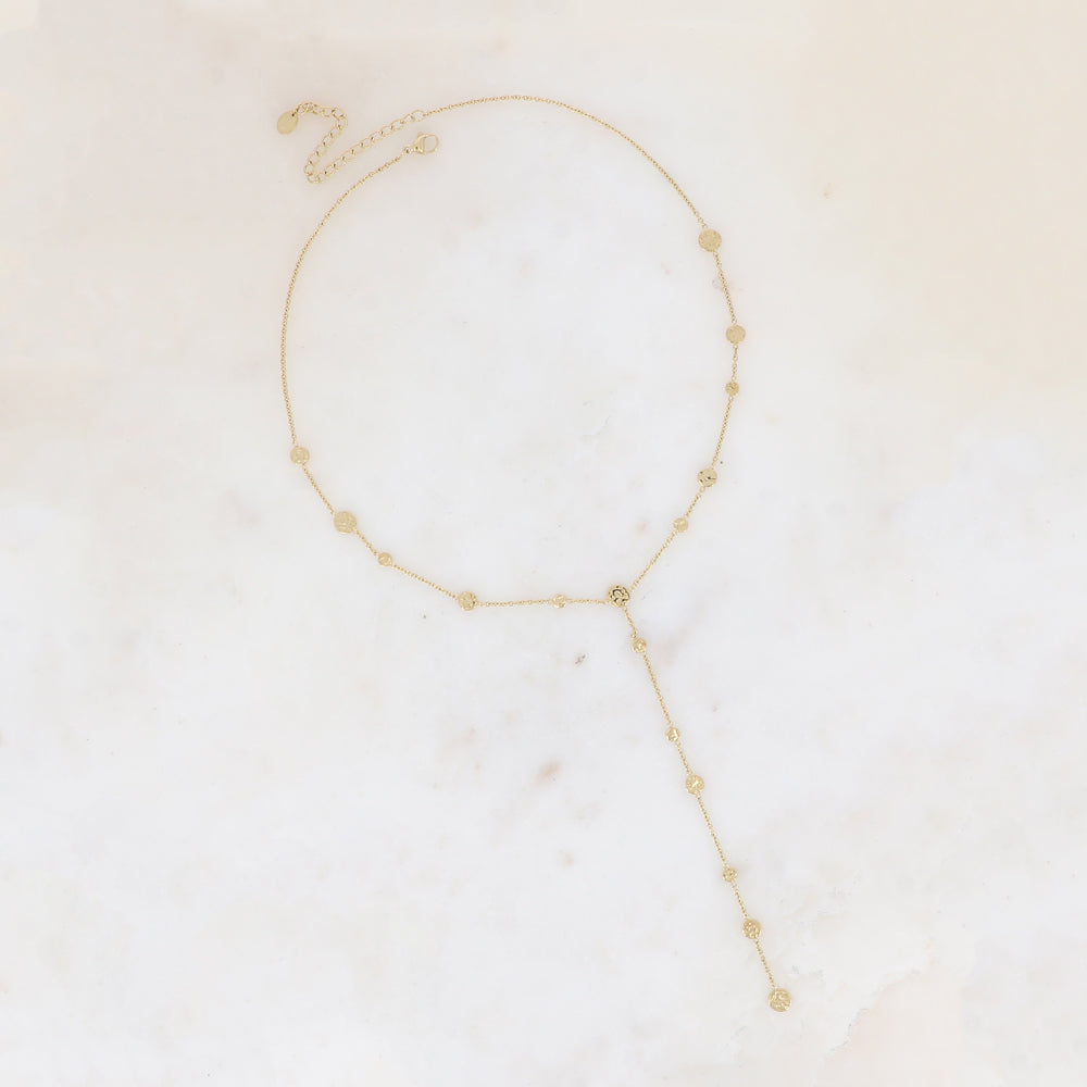Collier Femme Y Ingrid - pastilles ronds martelés acier BOHM